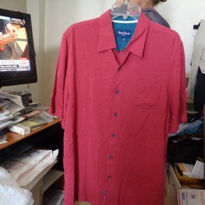 New! NAT NAST Burgundy Short Sleeve Button Front Rayon Medium
